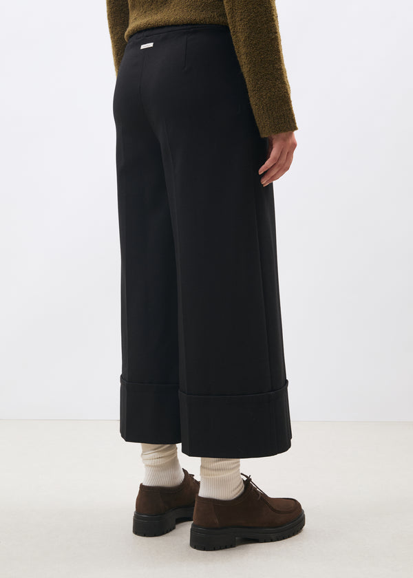 Pantalon large 7/8ème noir en milano - NOIR#couleur_NOIR