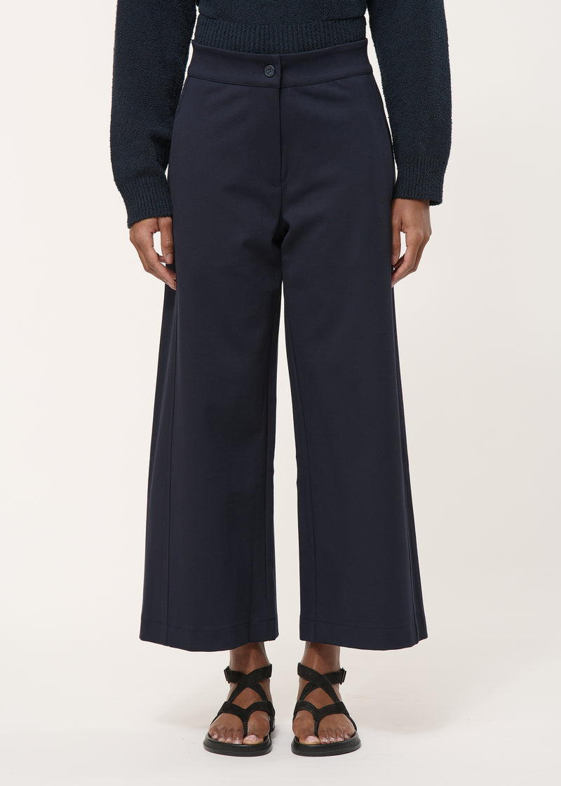 Pantalon barrel bleu foncé en jersey milano - NAVY#couleur_NAVY