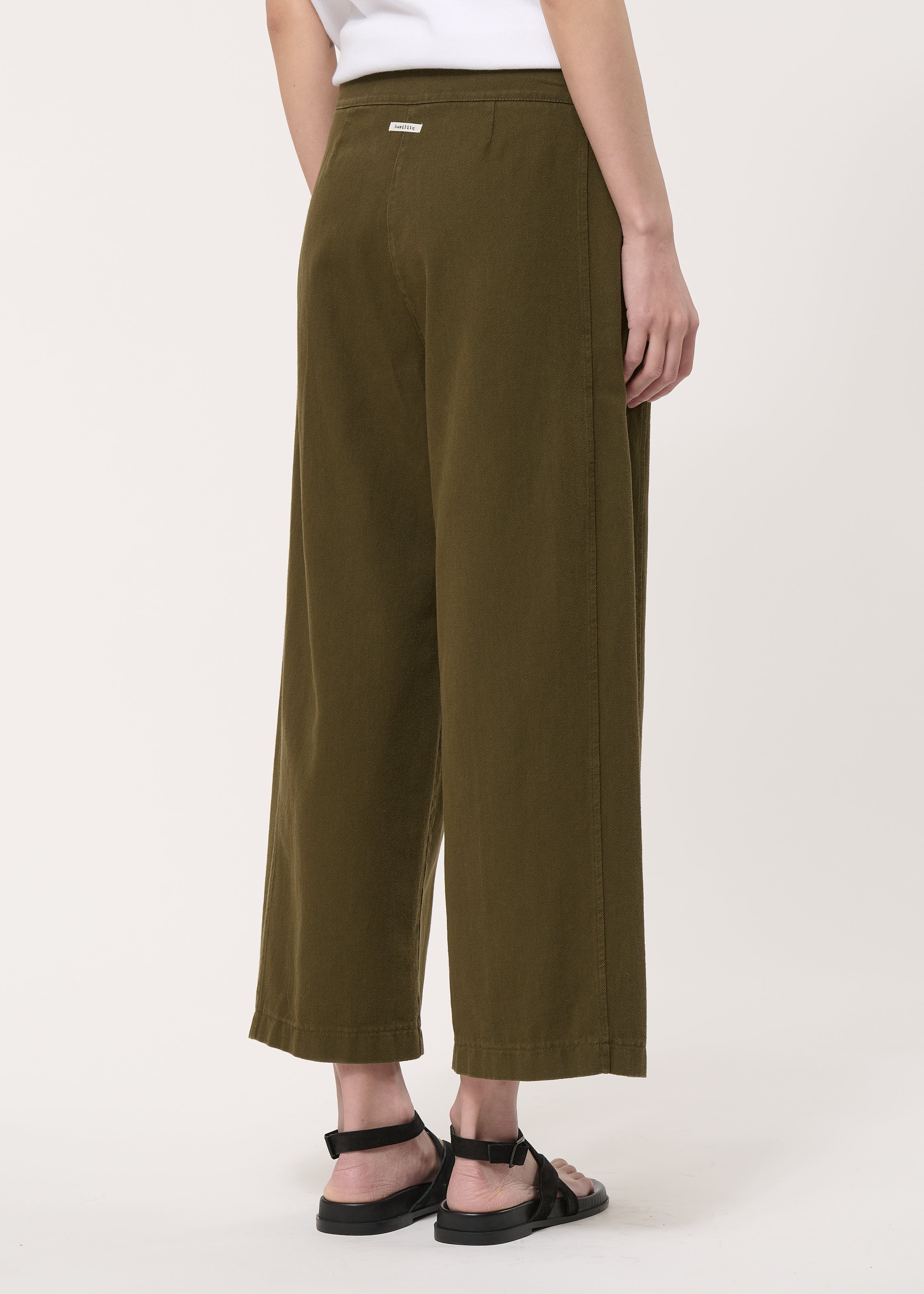 Pantalon barrel vert en coton taille haute - MILITAIRE#couleur_MILITAIRE