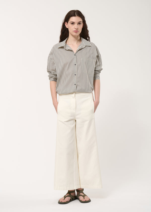Pantalon barrel écru en coton taille haute - NATUREL#couleur_NATUREL