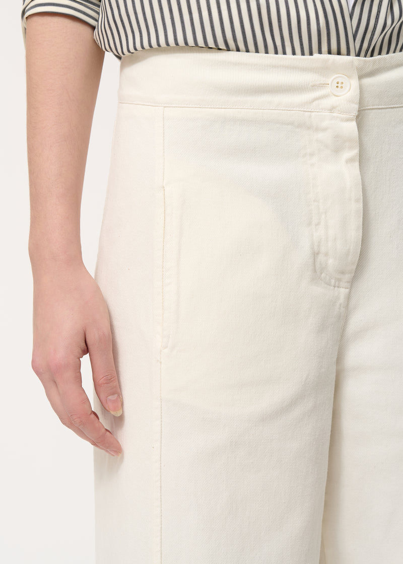 Pantalon barrel écru en coton taille haute - NATUREL#couleur_NATUREL
