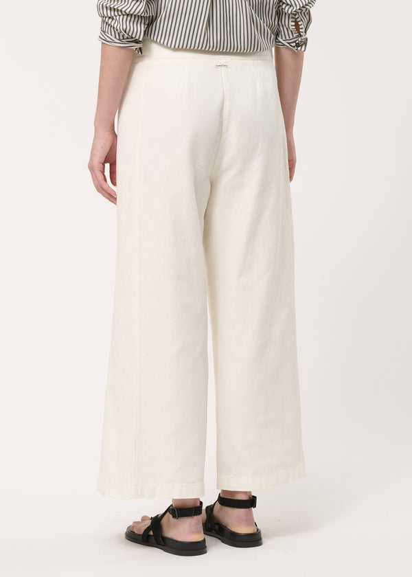 Pantalon barrel écru en coton taille haute - NATUREL#couleur_NATUREL