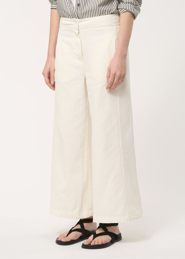 Pantalon barrel écru en coton taille haute - NATUREL#couleur_NATUREL