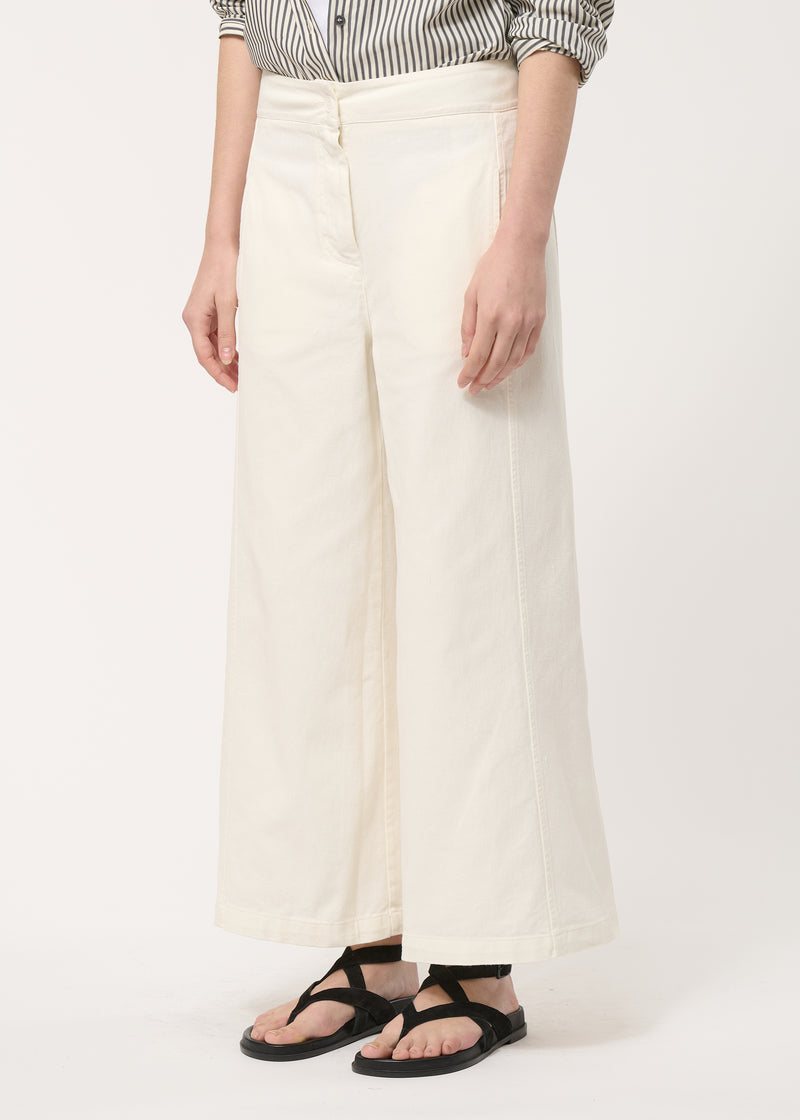 Pantalon barrel écru en coton taille haute - NATUREL#couleur_NATUREL