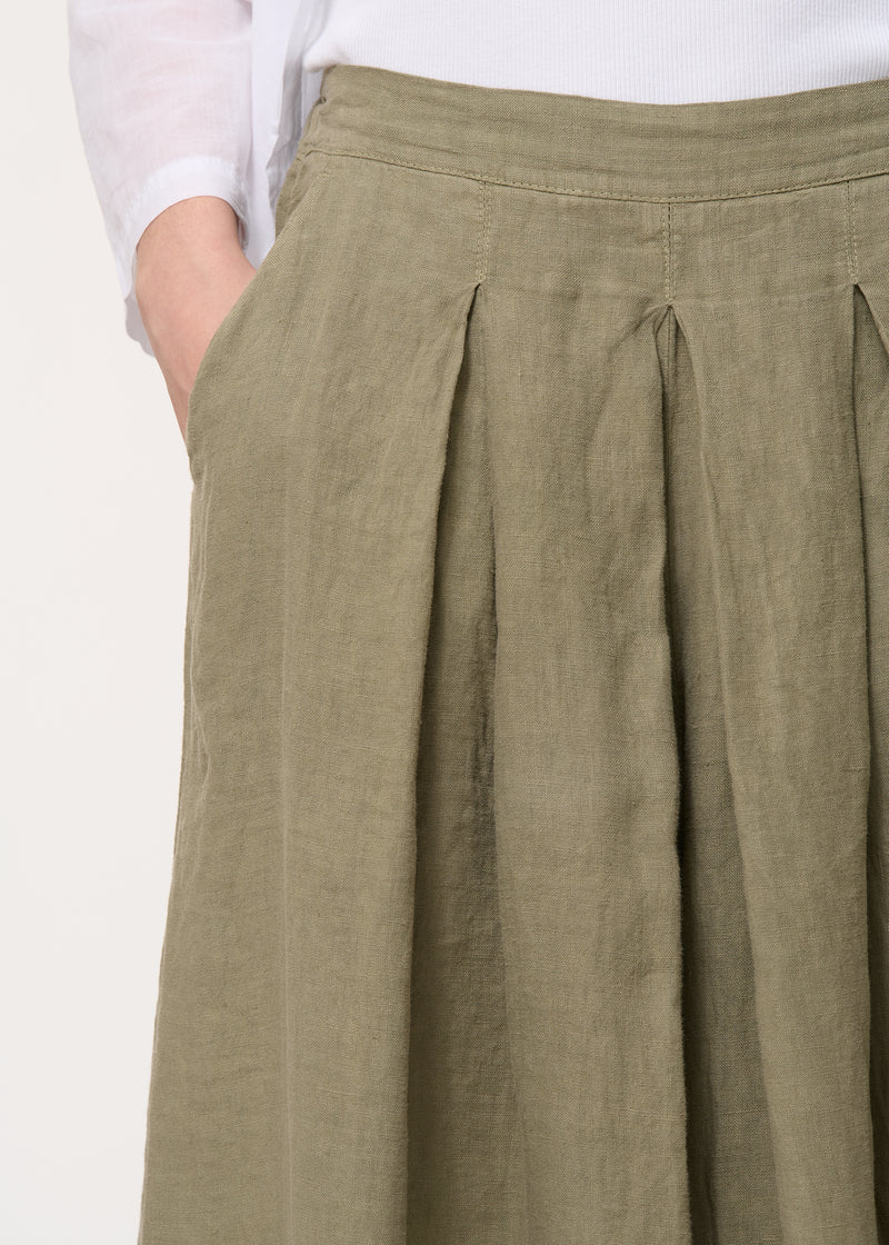 Pantalon jupe culotte kaki en lin - ARMY#couleur_ARMY