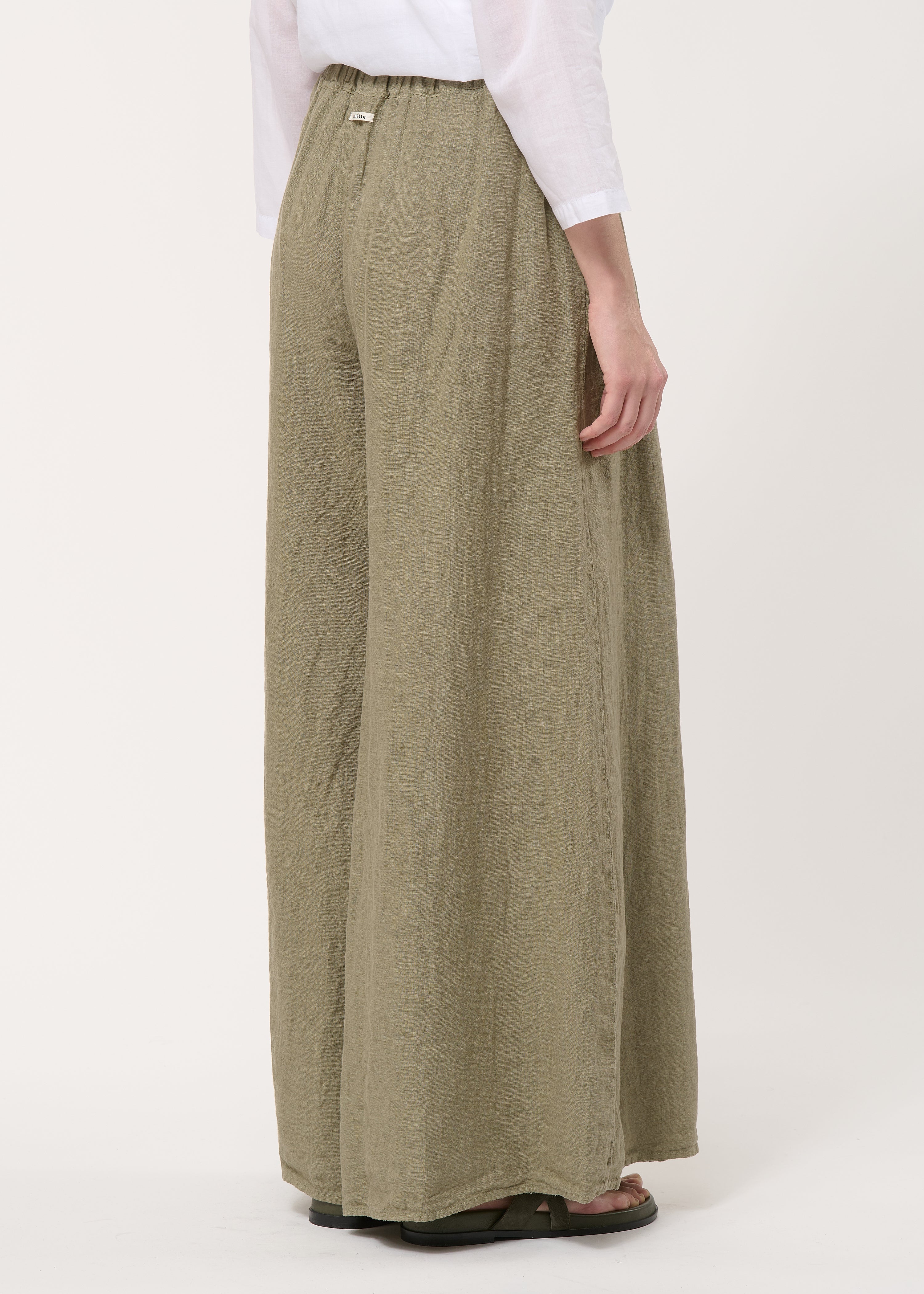 Pantalon jupe culotte kaki en lin - ARMY#couleur_ARMY