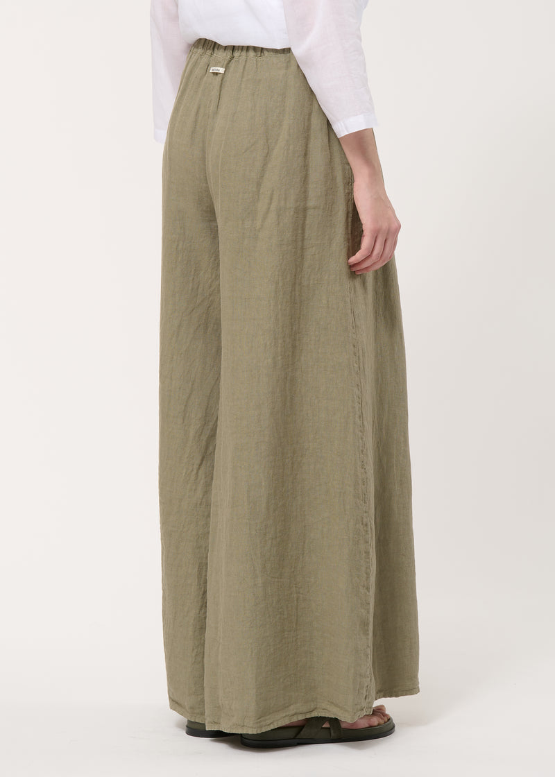 Pantalon jupe culotte kaki en lin - ARMY#couleur_ARMY