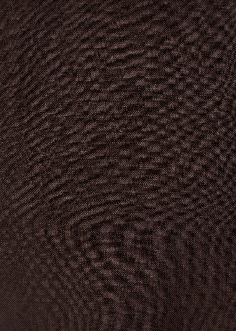 Pantalon jupe culotte marron en lin - CHOCOLAT#couleur_CHOCOLAT