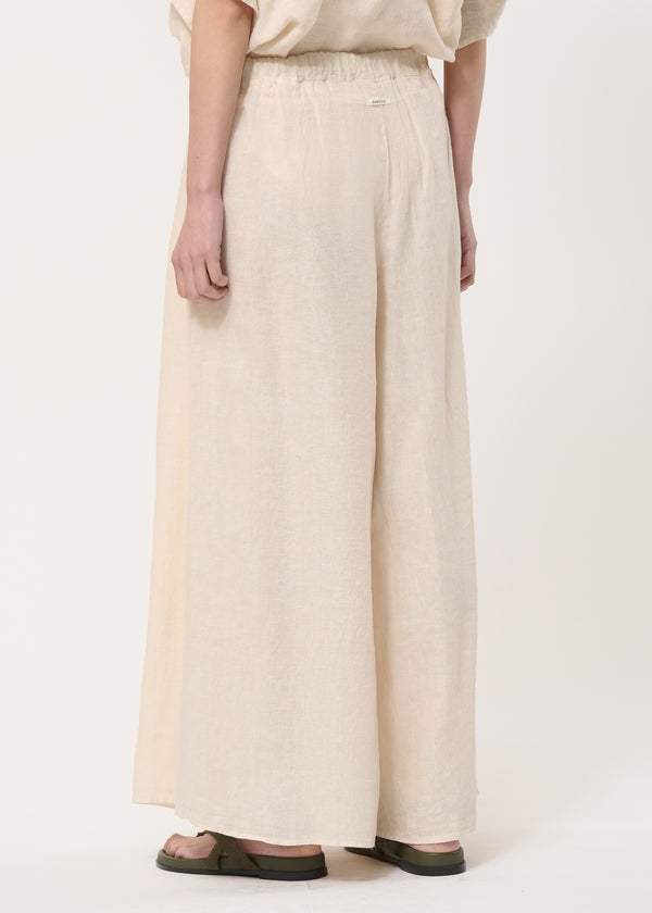 Pantalon jupe culotte beige en lin - NATUREL#couleur_NATUREL