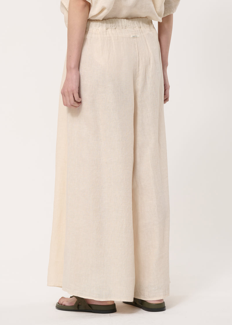 Pantalon jupe culotte beige en lin - NATUREL#couleur_NATUREL