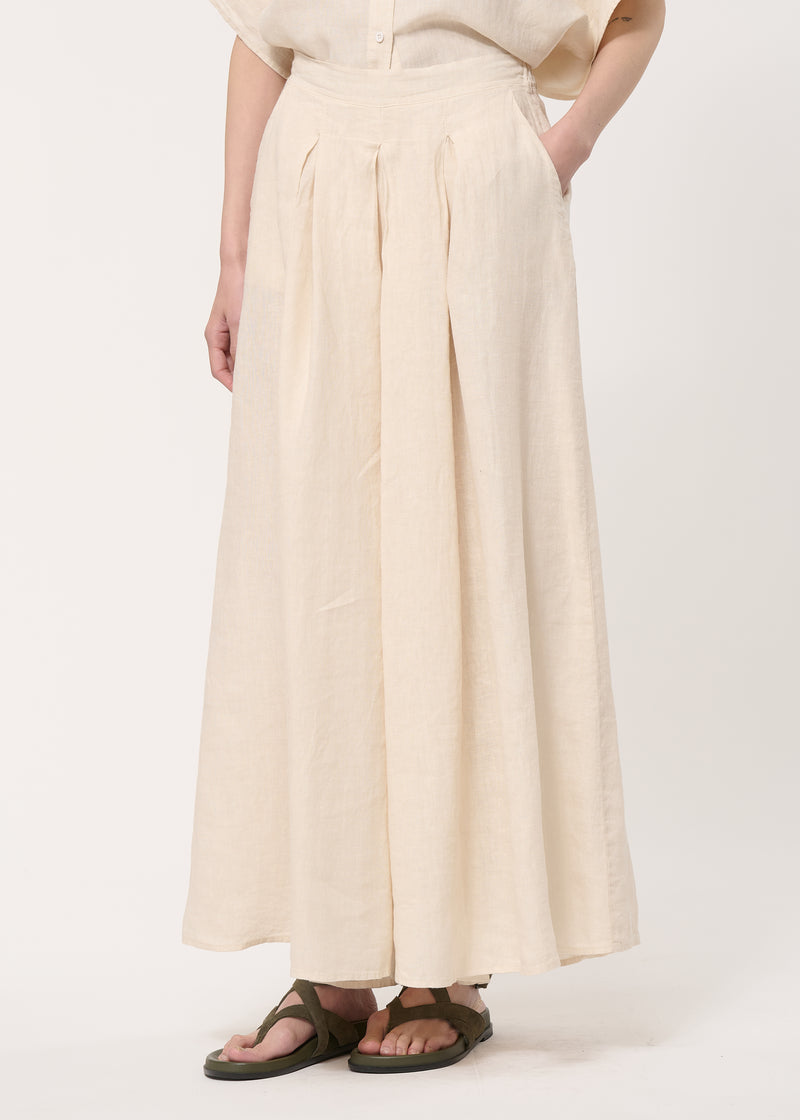 Pantalon jupe culotte beige en lin - NATUREL#couleur_NATUREL