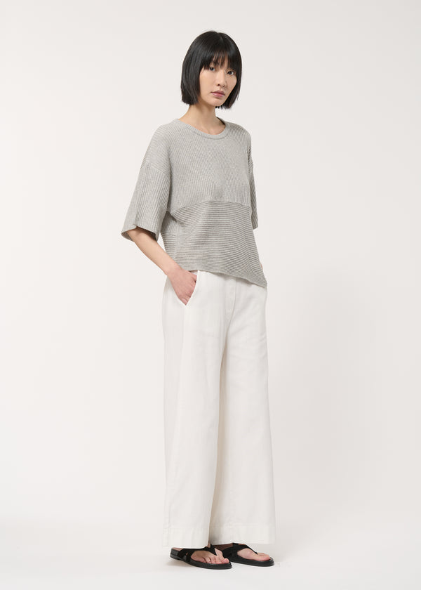 Pull gris asymétrique en maille - GRIS CHINE#couleur_GRIS CHINE