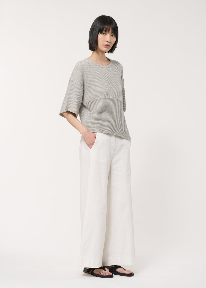 Pull gris asymétrique en maille - GRIS CHINE#couleur_GRIS CHINE