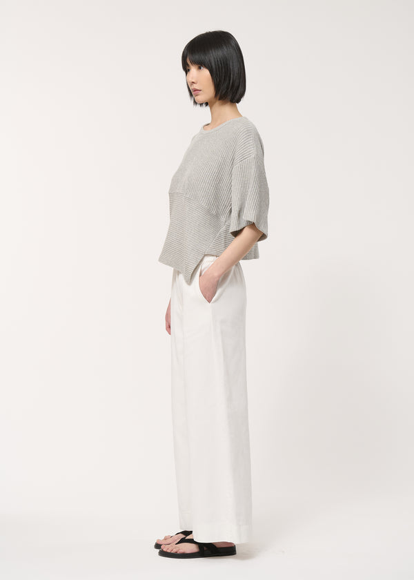 Pull gris asymétrique en maille - GRIS CHINE#couleur_GRIS CHINE