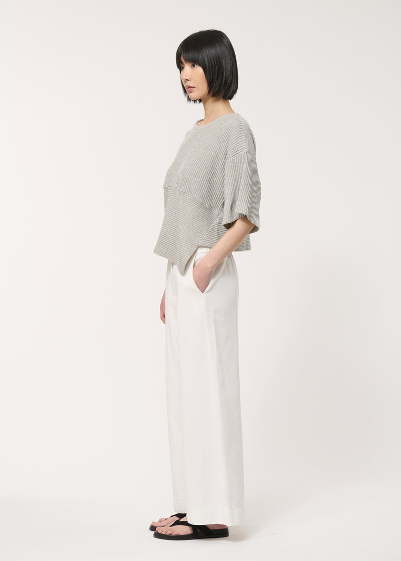 Pull gris asymétrique en maille - GRIS CHINE#couleur_GRIS CHINE