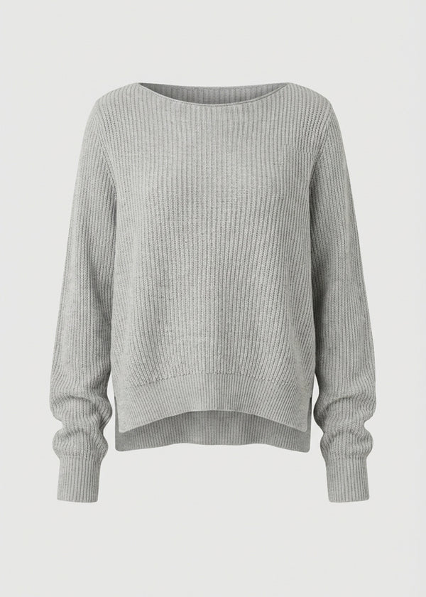 Pull gris loose en maille - GRIS CHINE#couleur_GRIS CHINE