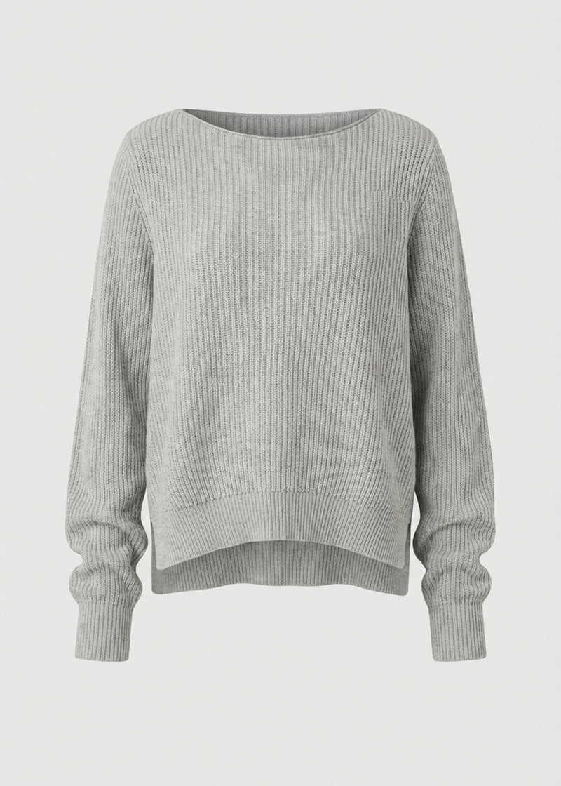 Pull gris loose en maille - GRIS CHINE#couleur_GRIS CHINE