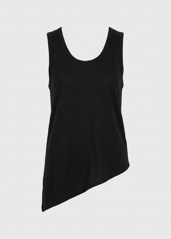 Débardeur noir asymétrique en maille - NOIR#couleur_NOIR