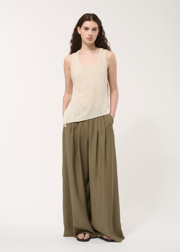 Débardeur beige asymétrique en maille - NATUREL#couleur_NATUREL