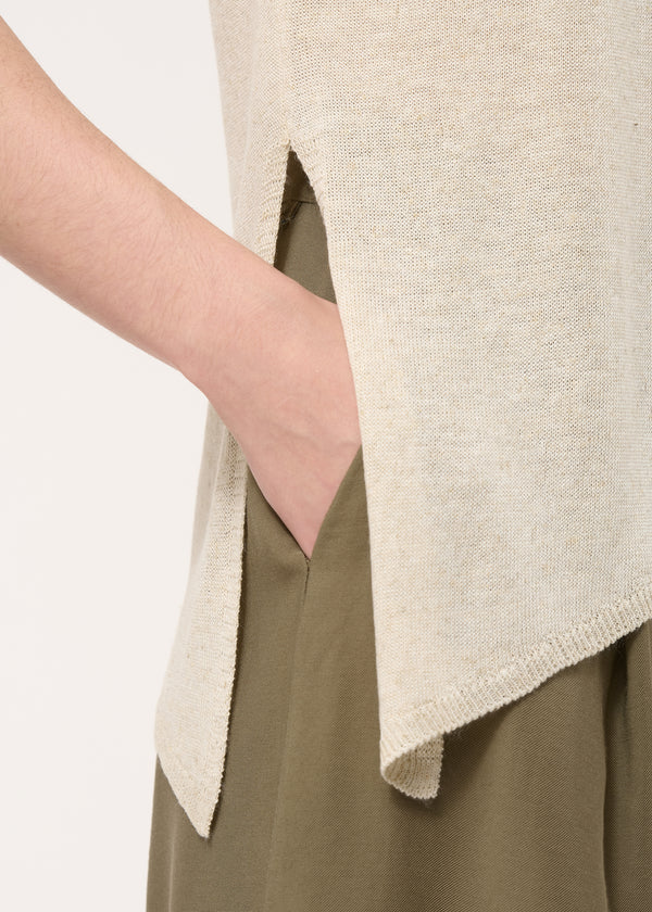 Débardeur beige asymétrique en maille - NATUREL#couleur_NATUREL