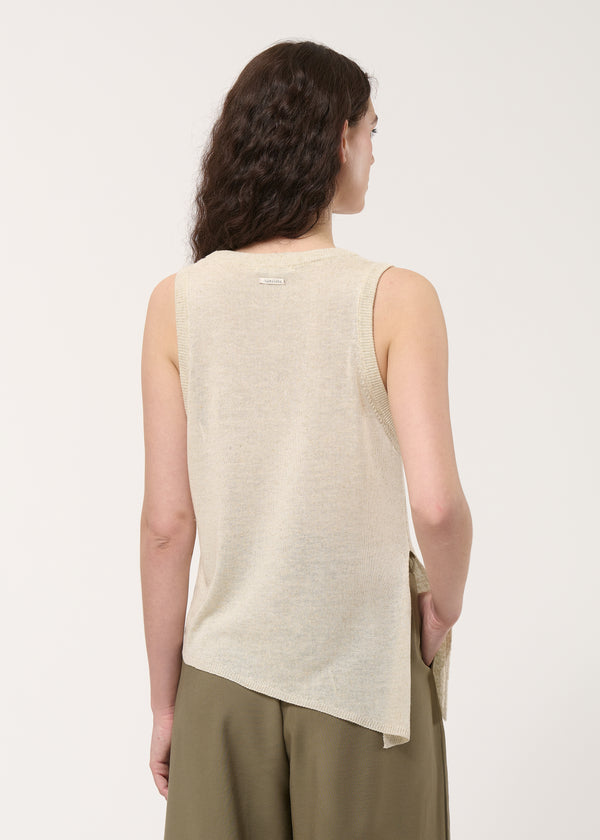 Débardeur beige asymétrique en maille - NATUREL#couleur_NATUREL