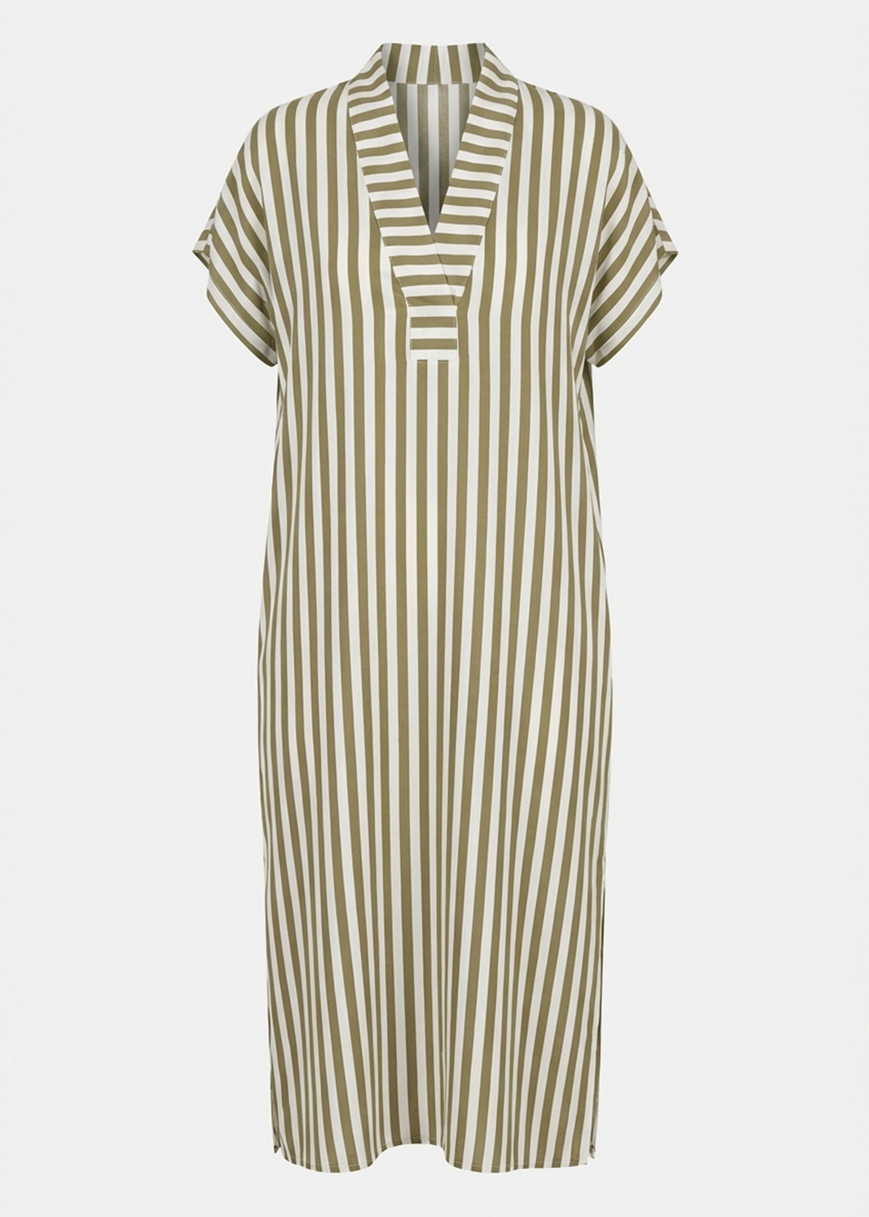 Robe droite verte rayée - ARMY/OFF WHITE#couleur_ARMY/OFF WHITE