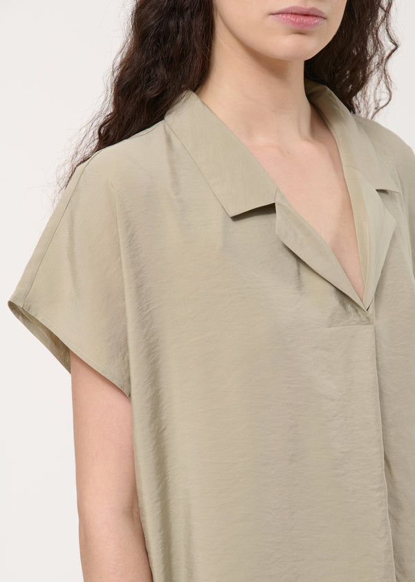 Robe droite taupe en modal gaufré - ARMY#couleur_ARMY