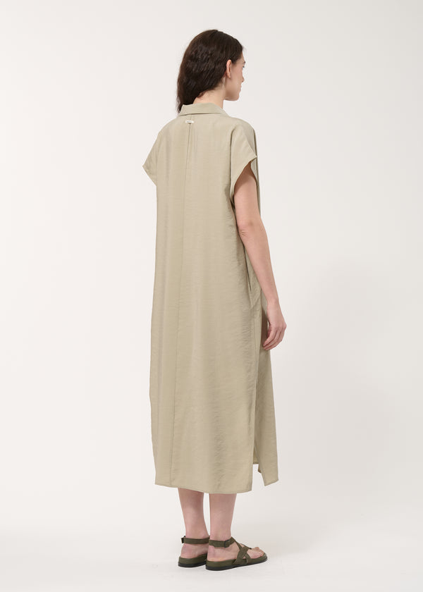 Robe droite taupe en modal gaufré - ARMY#couleur_ARMY