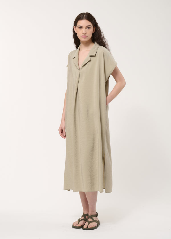 Robe droite taupe en modal gaufré - ARMY#couleur_ARMY