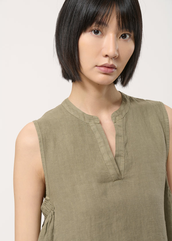 Robe kaki sans manches en lin - ARMY#couleur_ARMY