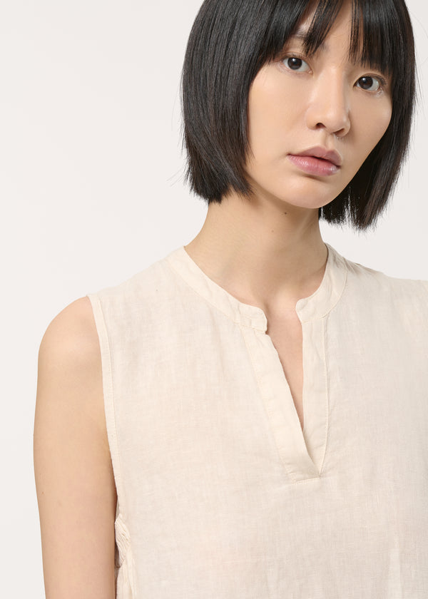 Robe beige sans manches en lin - NATUREL#couleur_NATUREL