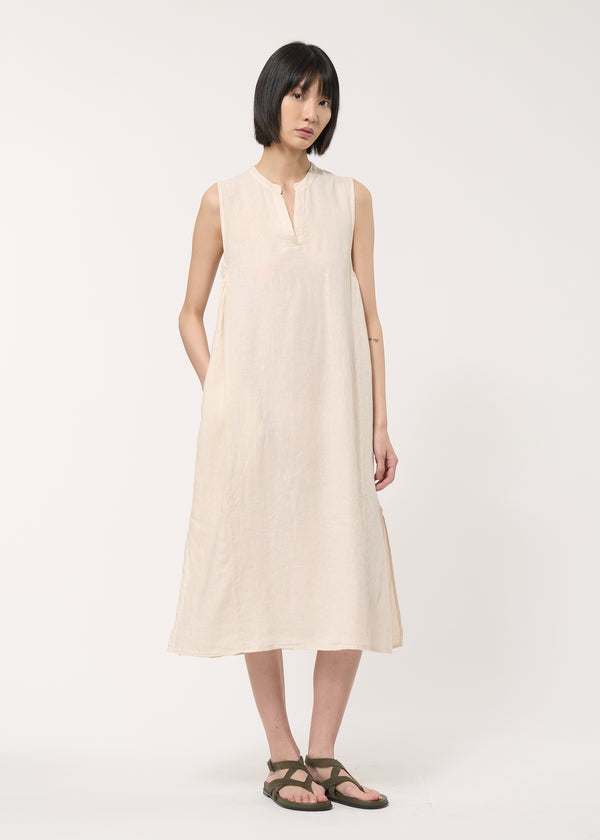 Robe beige sans manches en lin - NATUREL#couleur_NATUREL