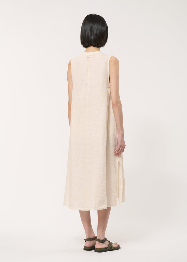 Robe beige sans manches en lin - NATUREL#couleur_NATUREL