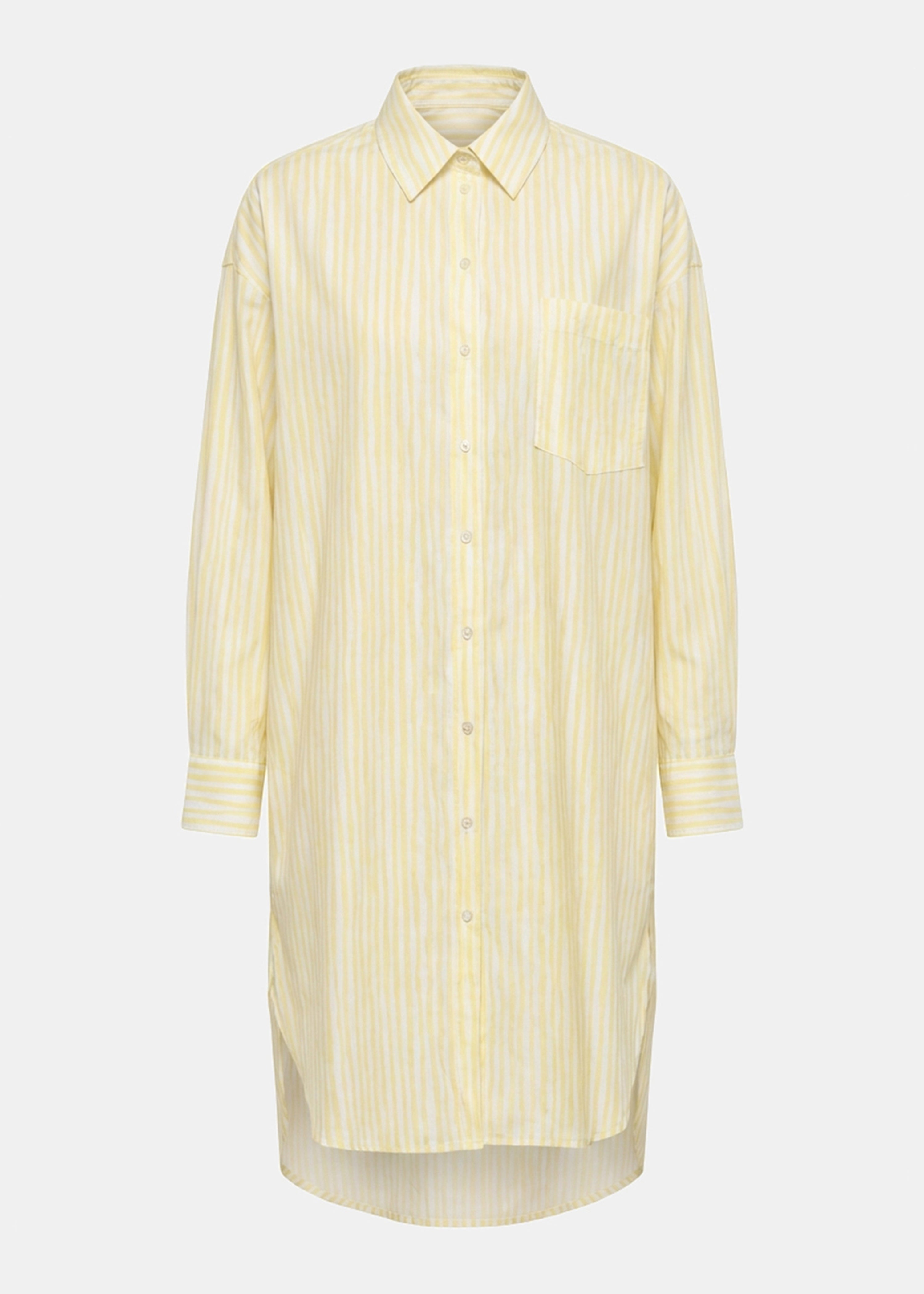 Robe chemise jaune à rayures abstraites - COLZA#couleur_COLZA