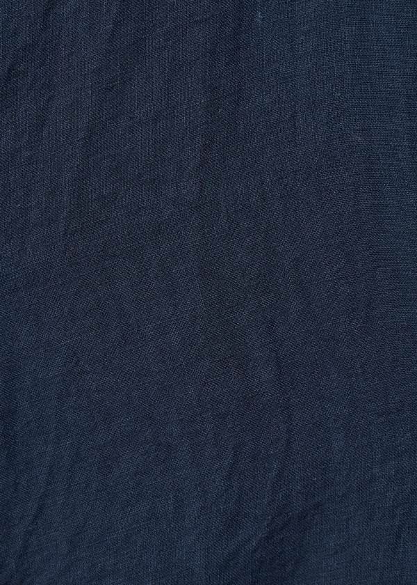 Robe longue bleue à bretelles en lin - NAVY#couleur_NAVY