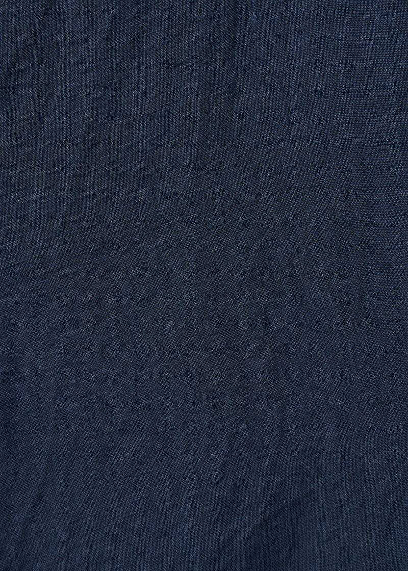 Robe longue bleue à bretelles en lin - NAVY#couleur_NAVY