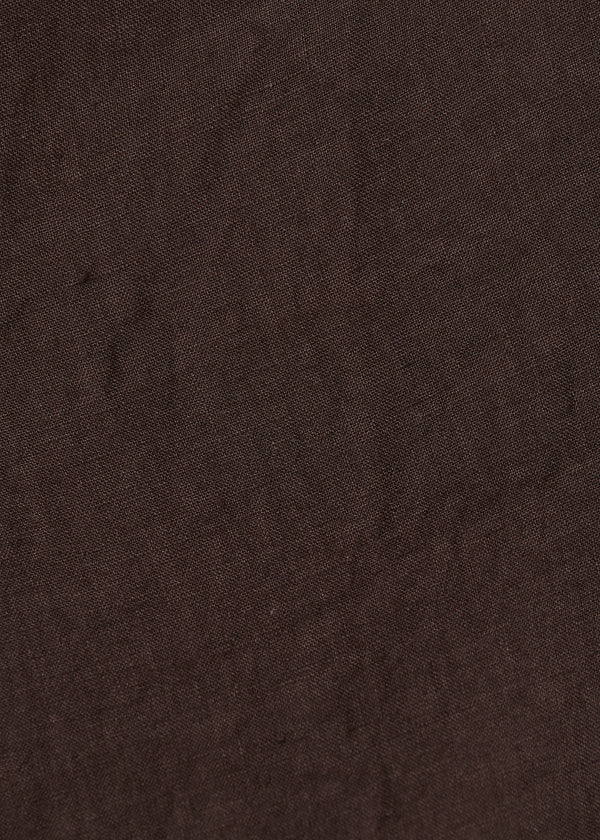 Robe longue marron à bretelles en lin - CHOCOLAT#couleur_CHOCOLAT