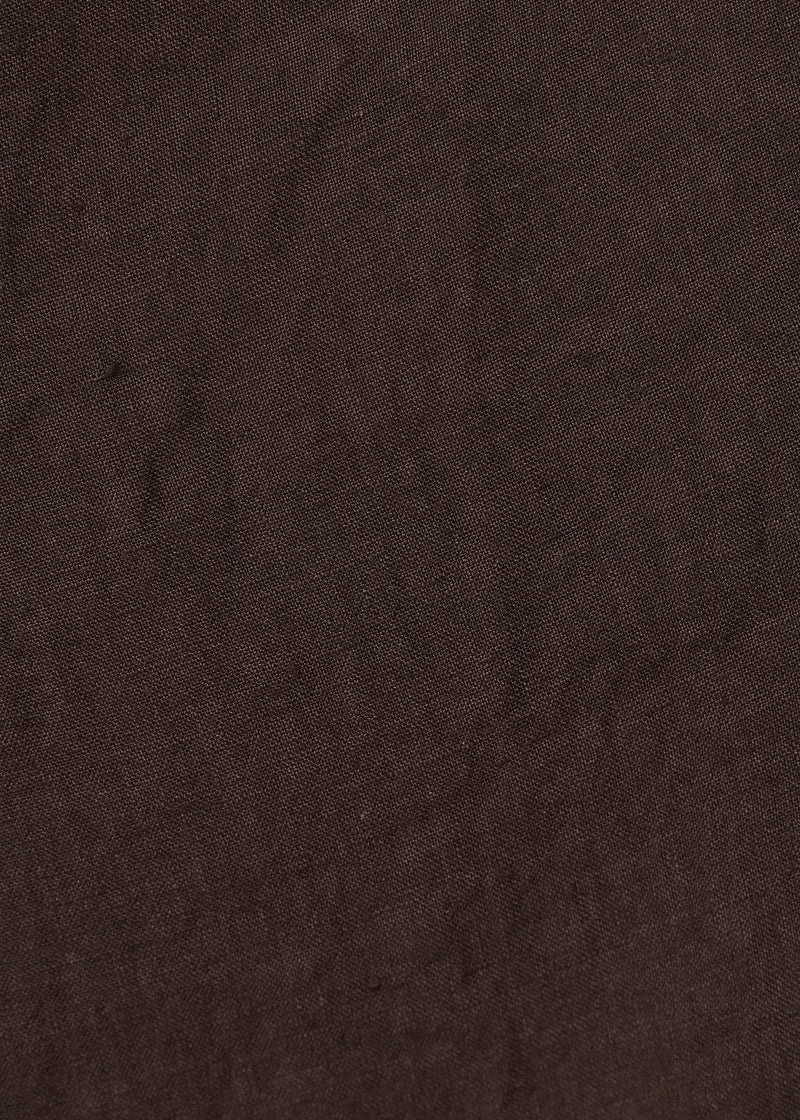Robe longue marron à bretelles en lin - CHOCOLAT#couleur_CHOCOLAT