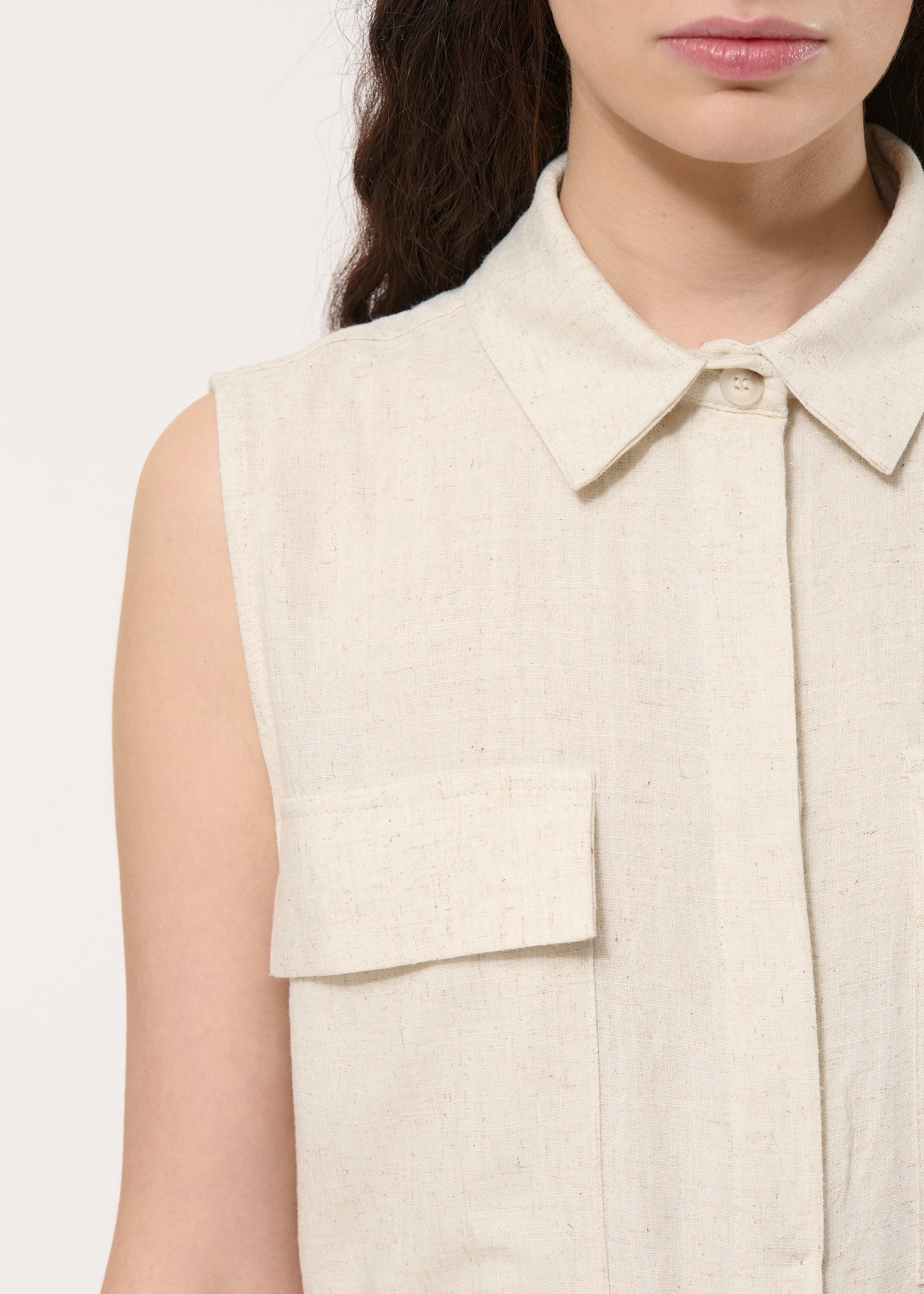 Robe chemise midi beige ceinturée - NATUREL#couleur_NATUREL