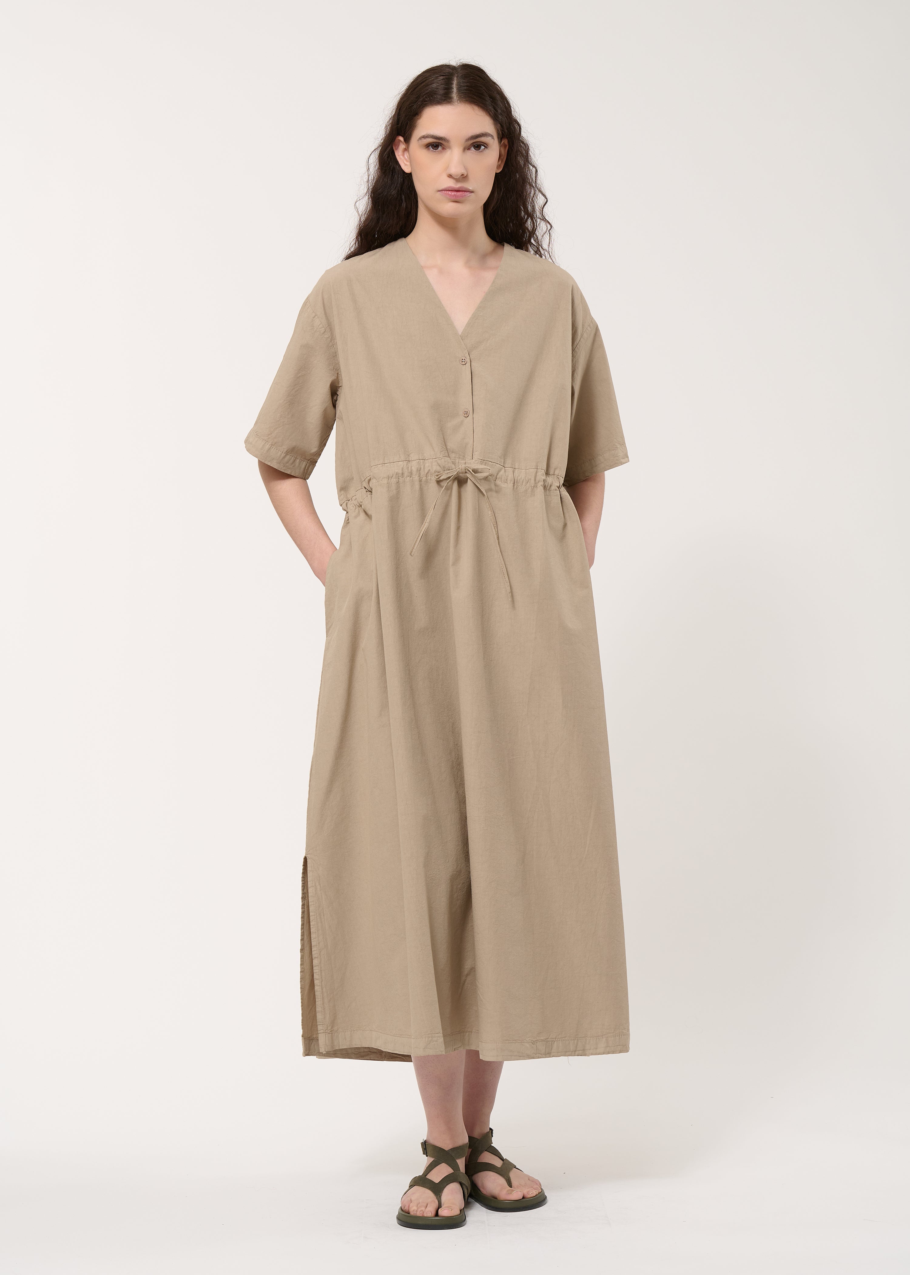 Robe longue coulissée beige  - BEIGE#couleur_BEIGE