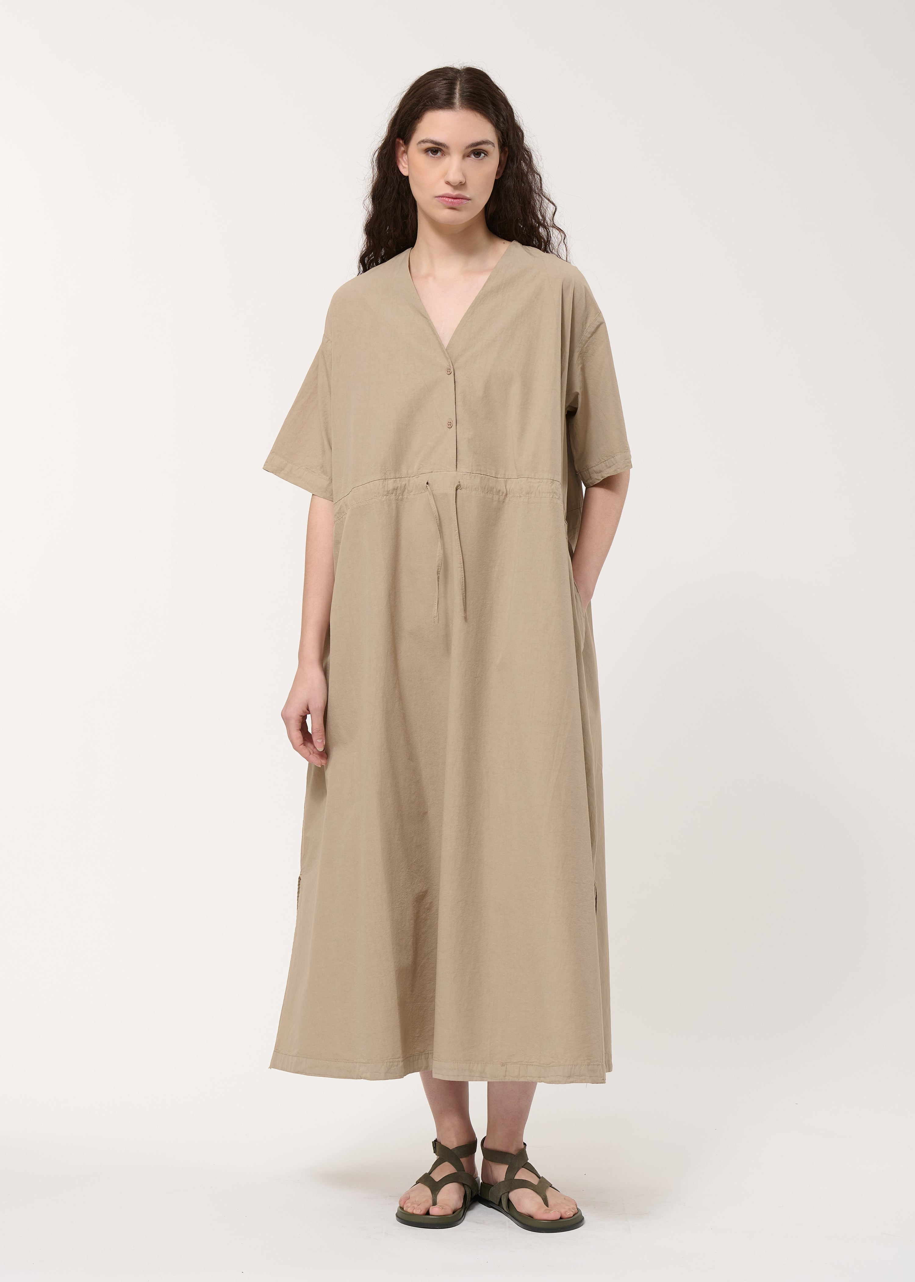 Robe longue coulissée beige  - BEIGE#couleur_BEIGE