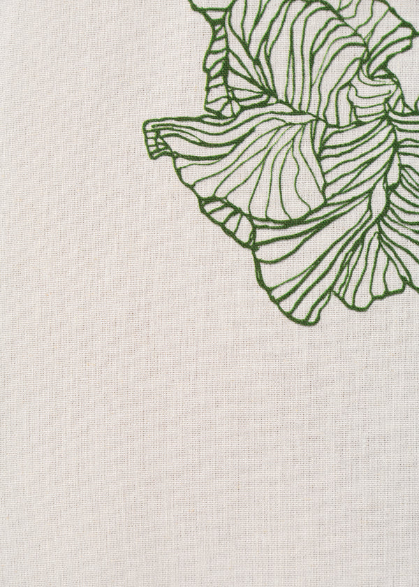 Robe longue blanche imprimée - OFF WHITE/VERT MOUSSE#couleur_OFF WHITE/VERT MOUSSE