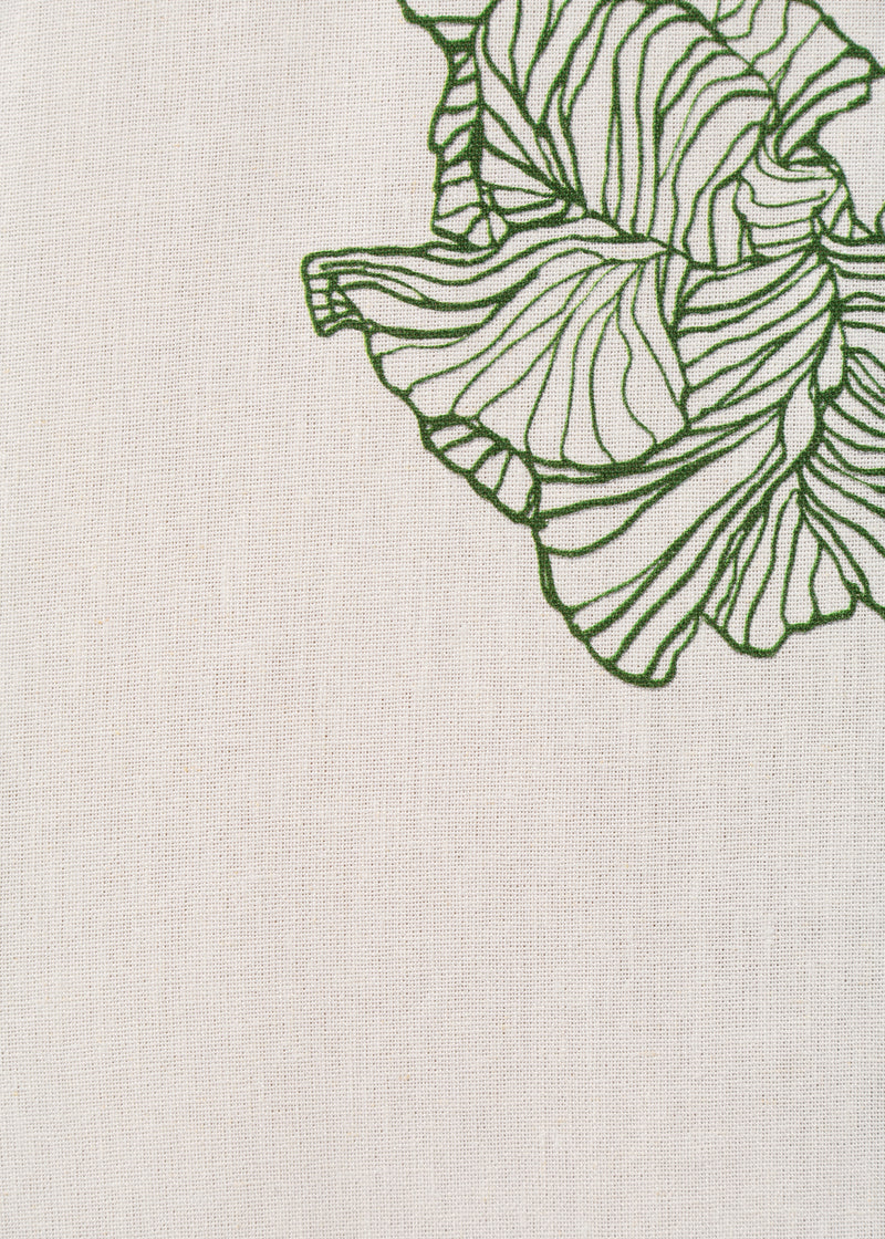 Robe longue blanche imprimée - OFF WHITE/VERT MOUSSE#couleur_OFF WHITE/VERT MOUSSE