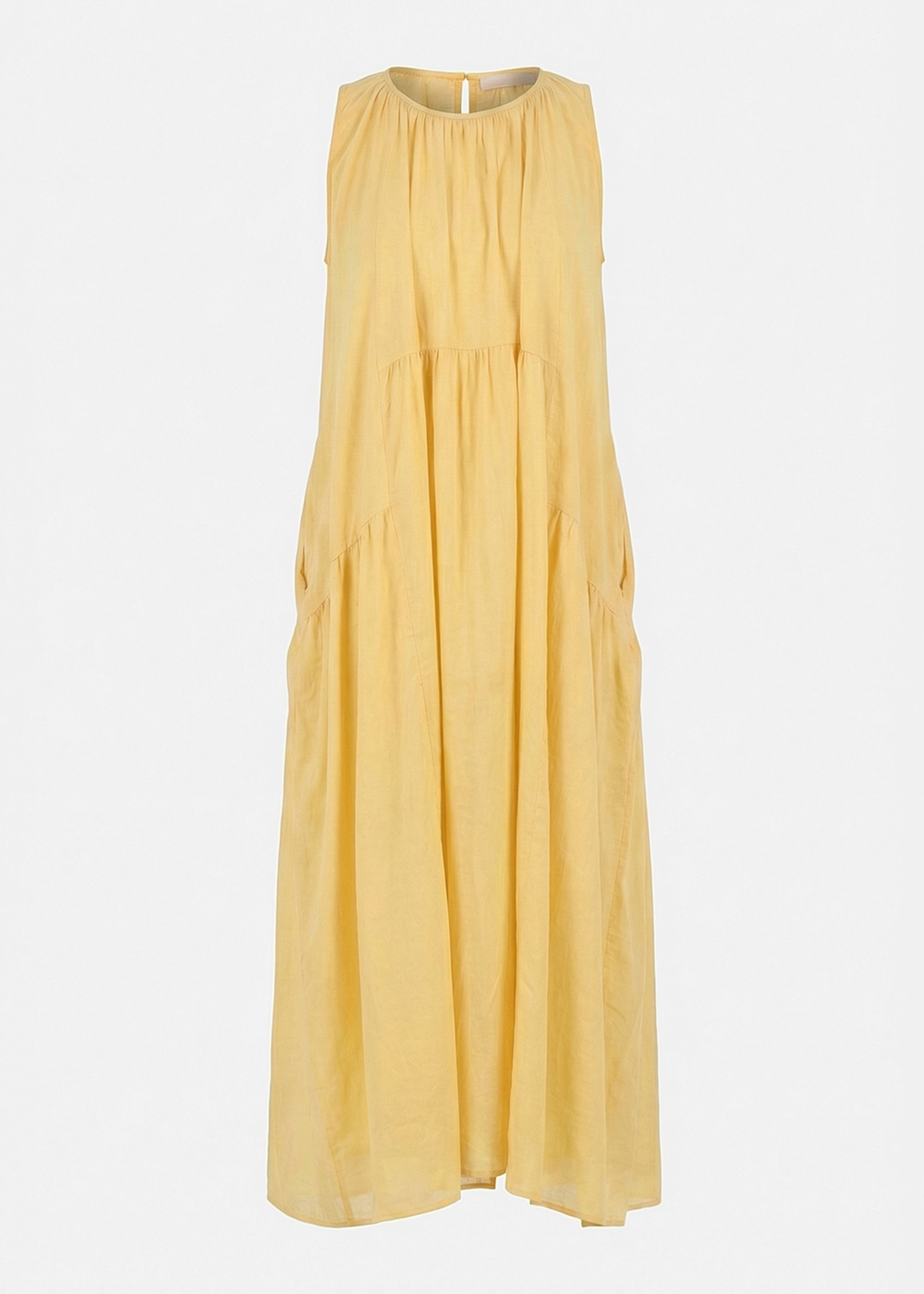 Robe longue froncée jaune pâle - COLZA#couleur_COLZA