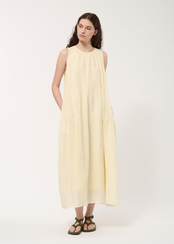 Robe longue froncée jaune pâle - COLZA#couleur_COLZA