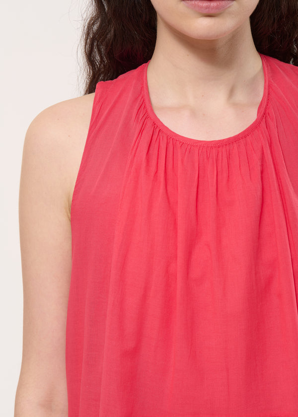 Robe longue froncée corail - VERMILLON#couleur_VERMILLON