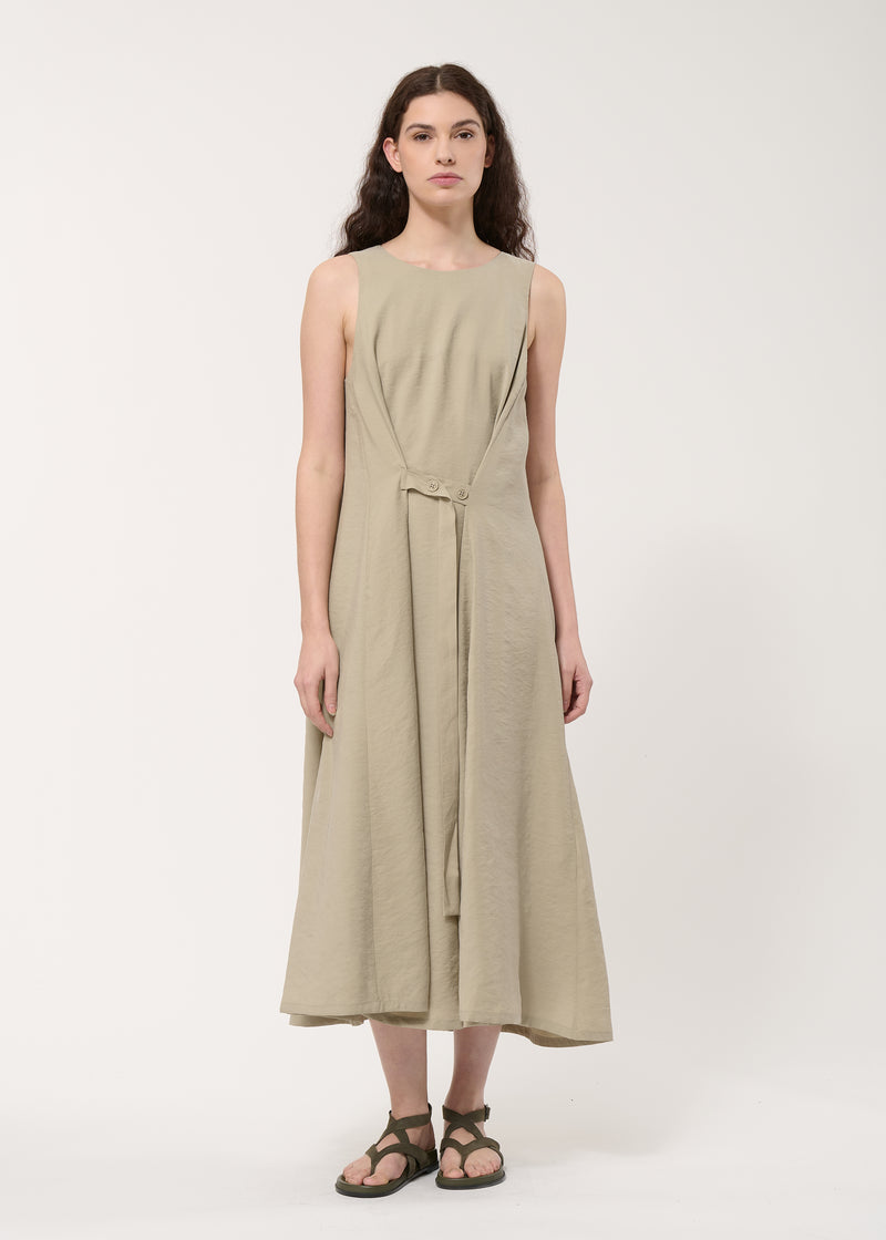 Robe drapée taupe en modal gaufré - ARMY#couleur_ARMY