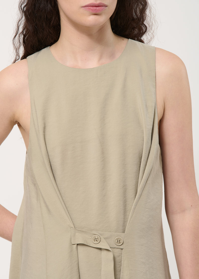 Robe drapée taupe en modal gaufré - ARMY#couleur_ARMY
