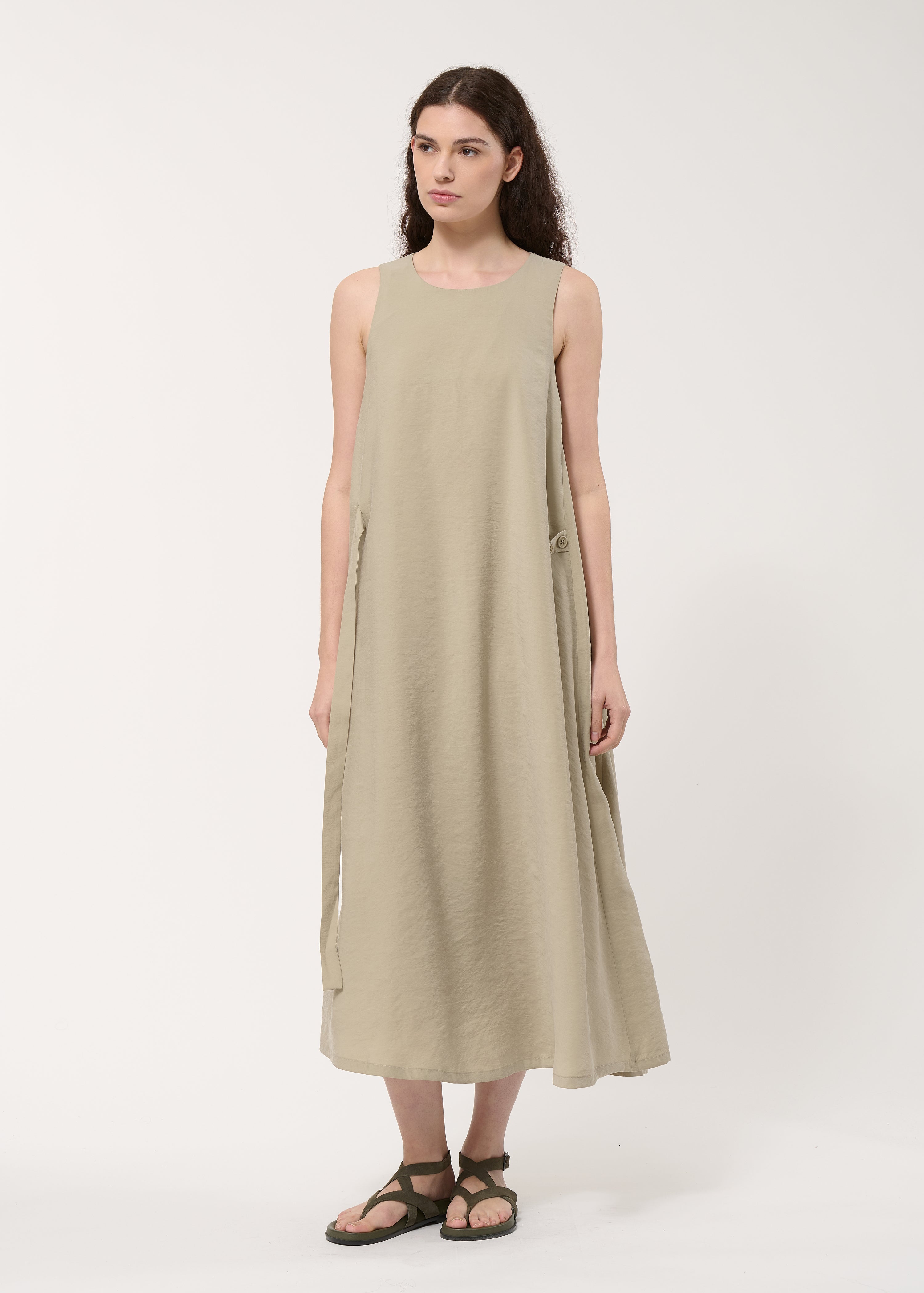 Robe drapée taupe en modal gaufré - ARMY#couleur_ARMY