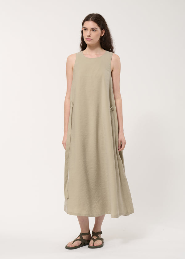 Robe drapée taupe en modal gaufré - ARMY#couleur_ARMY